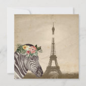 Fancy Zebra- en EiffeltowerflatWenskaart (Voorkant)