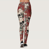 Fancy Zeefdruk Stijl Schedel Kerstmis Leggings (Achterkant)