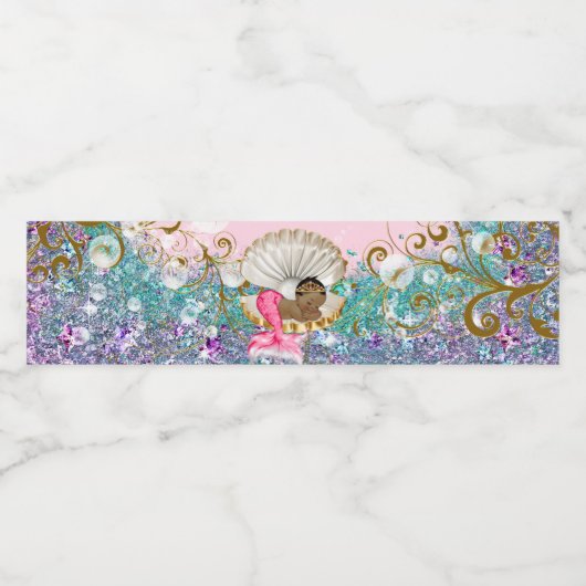 Fancy zeemeermin Baby shower waterflesetiketten Waterfles Etiket (Enkel label)