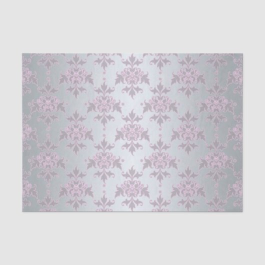 Fancy Zilver en Roze/Paarse Damast Tissuepapier (Voorkant)