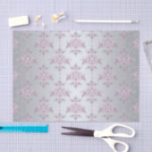 Fancy Zilver en Roze/Paarse Damast Tissuepapier (Craft)