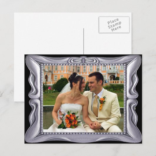 Fancy Zilver Lijst Voeg hier foto toe Briefkaart (Voorkant / Achterkant)