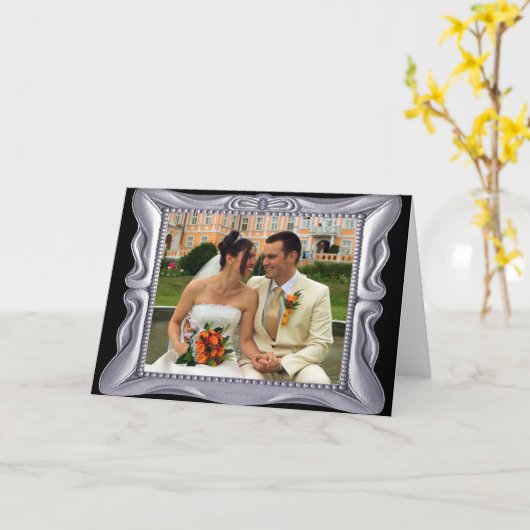 Fancy Zilver Lijst Voeg hier foto toe Kaart (Gele Bloem)