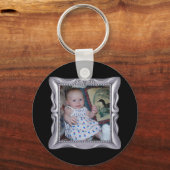 Fancy Zilver Lijst Voeg hier foto toe Sleutelhanger (Voorkant)