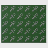 Fancy zilveren Ankh inpakpapier (Vlak)