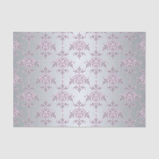 Fancy zilveren en roze/Paarse Damask Tissuepapier (Voorkant)