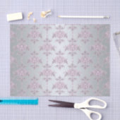 Fancy zilveren en roze/Paarse Damask Tissuepapier (Craft)