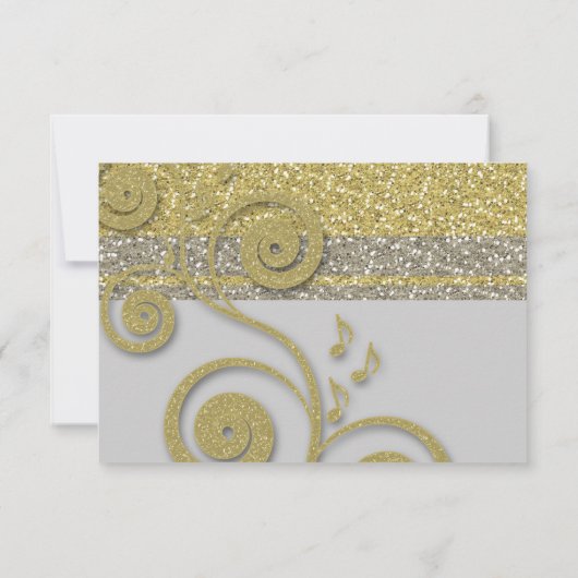 Fancy zilvergoud Glitter RSVP (Achterkant)