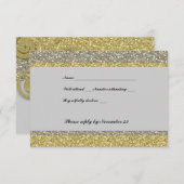 Fancy zilvergoud Glitter RSVP (Voorkant / Achterkant)