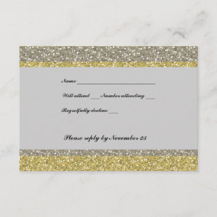 Fancy zilvergoud Glitter RSVP Kaartje