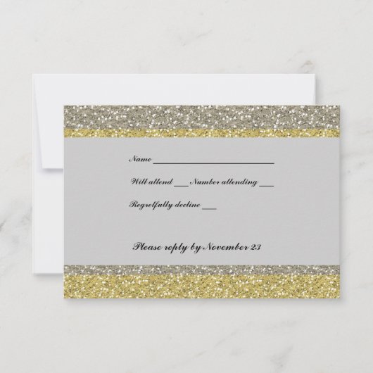 Fancy zilvergoud Glitter RSVP Kaartje (Voorkant)