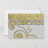 Fancy zilvergoud Glitter RSVP Kaartje (Achterkant)