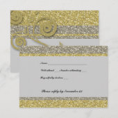 Fancy zilvergoud Glitter RSVP Kaartje (Voorkant / Achterkant)