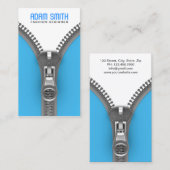 Fancy Zipper Elegant Mode Designer Modern Blue Visitekaartje (Voorkant / Achterkant)