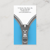 Fancy Zipper Elegant Mode Designer Modern Blue Visitekaartje (Achterkant)