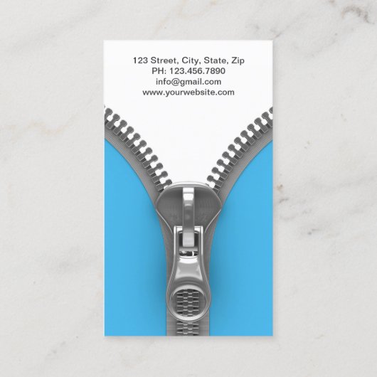 Fancy Zipper Elegant Mode Designer Modern Blue Visitekaartje (Achterkant)