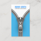 Fancy Zipper Elegant Mode Designer Modern Blue Visitekaartje (Voorkant)