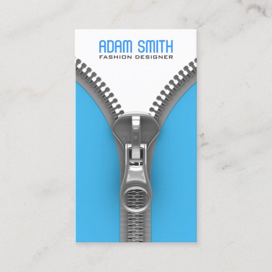 Fancy Zipper Elegant Mode Designer Modern Blue Visitekaartje (Voorkant)