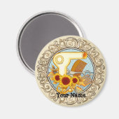 Fancy zonnebloemen magneet (Voorkant / Achterkant)