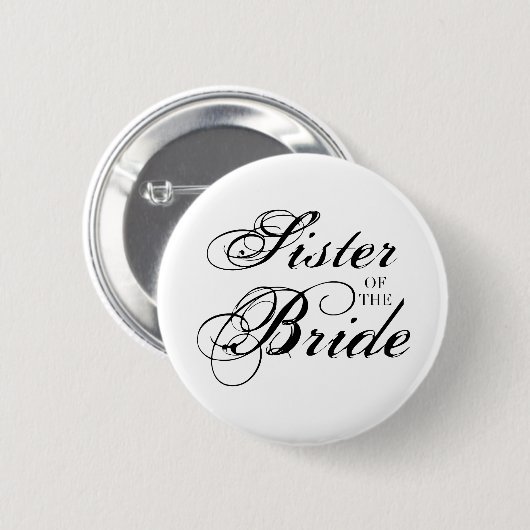 Fancy zuster van de Bride Black Ronde Button 5,7 Cm (Voorkant /achterkant)