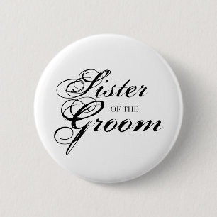 Fancy zuster van de Groom Black Ronde Button 5,7 Cm