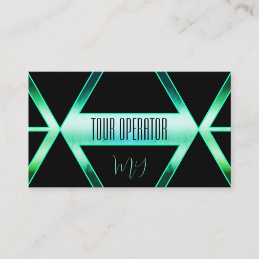 Fancy zwart, Blauwgroen patroon met zwarte achterg Visitekaartje (Voorkant)