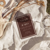 Fancy Zwart Crème Oud Geld QR Code Foto Bruiloft Kaart
