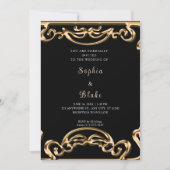 Fancy zwart en gouden scrollers kaart (Voorkant)