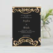 Fancy zwart en gouden scrollers kaart (Staand voorkant)