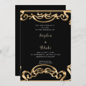 Fancy zwart en gouden scrollers kaart (Voorkant / Achterkant)