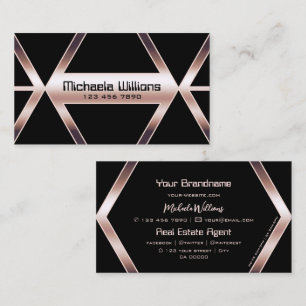 Fancy zwart Geometric Shimmery Roos Gold Elegant Visitekaartje