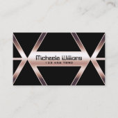 Fancy zwart Geometric Shimmery Roos Gold Elegant Visitekaartje (Voorkant)