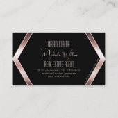 Fancy zwart Geometric Shimmery Roos Gold Modern Visitekaartje (Achterkant)