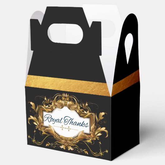 Fancy zwart|Gold Royal African Prince Bedankdoosjes (Geopend)
