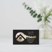 Fancy zwart met Gold Key Real Estate Visitekaartje (Staand voorkant)
