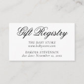 Fancy zwart script | Elegant doucheregister Informatiekaartje (Voorkant)