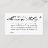 Fancy zwart script | Hoe groot is Mommys Belly Informatiekaartje (Voorkant)