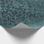 Fancy zwart Scrollwork op groen Cadeaupapier (Hoek)