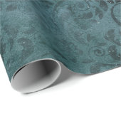 Fancy zwart Scrollwork op groen Cadeaupapier (Rol Hoek)