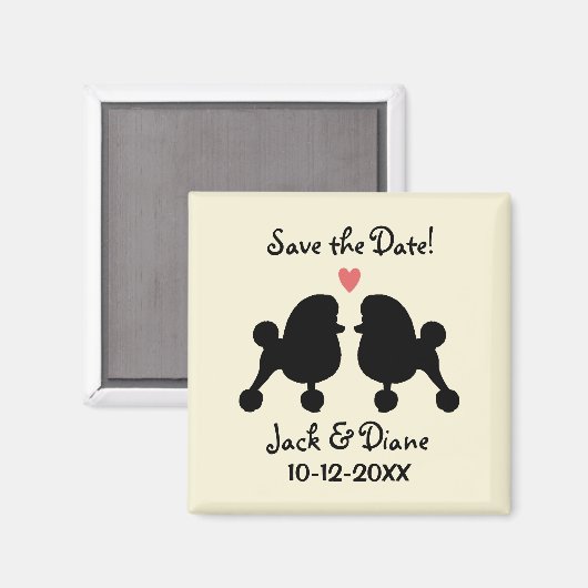 Fancy Zwart Speelgoed Poedels Bruiloft Save the Da Magneet (Voorkant / Achterkant)