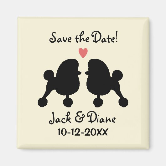 Fancy Zwart Speelgoed Poedels Bruiloft Save the Da Magneet (Voorkant)