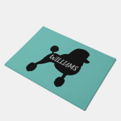 Fancy Zwart Standaard Poedel Hond Silhouet Blauwgr Deurmat (Schuin)