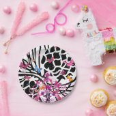 Fancy zwart-wit bloemen vlinderpapier Bord (Feest)