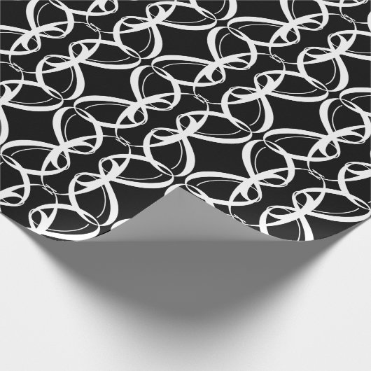 Fancy zwart-wit bruiloft, Verlovingen ringen Cadeaupapier (Hoek)