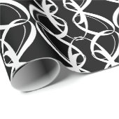 Fancy zwart-wit bruiloft, Verlovingen ringen Cadeaupapier (Rol Hoek)