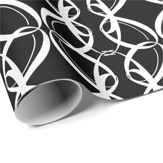 Fancy zwart-wit bruiloft, Verlovingen ringen Cadeaupapier (Rol Hoek)