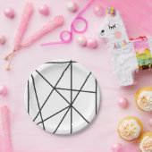Fancy zwart-wit eenvoudig geometrisch patroon papieren bordje (Feest)