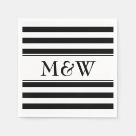 Fancy zwart-wit gestreepte servetten voor bruiloft