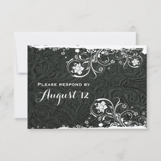 Fancy zwart-wit Rustisch Boat RSVP Kaartje (Voorkant)