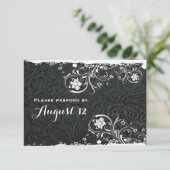 Fancy zwart-wit Rustisch Boat RSVP Kaartje (Staand voorkant)